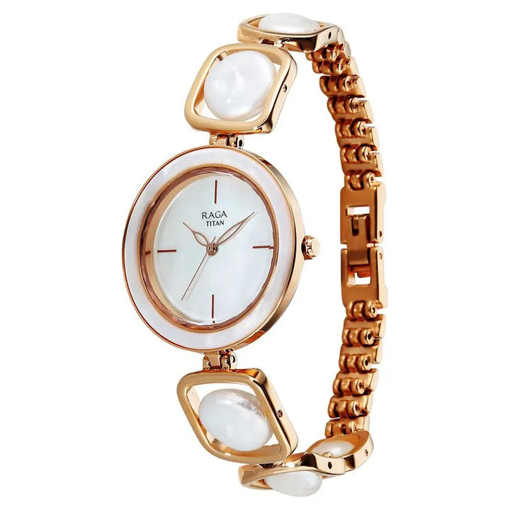 Titan Raga Power Pearls 95250wm02f Mother of Pearl Dial Women&