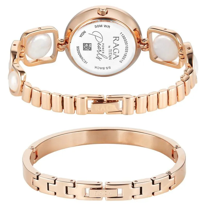 Titan Raga Power Pearls 95250wm02f Mother of Pearl Dial Women&
