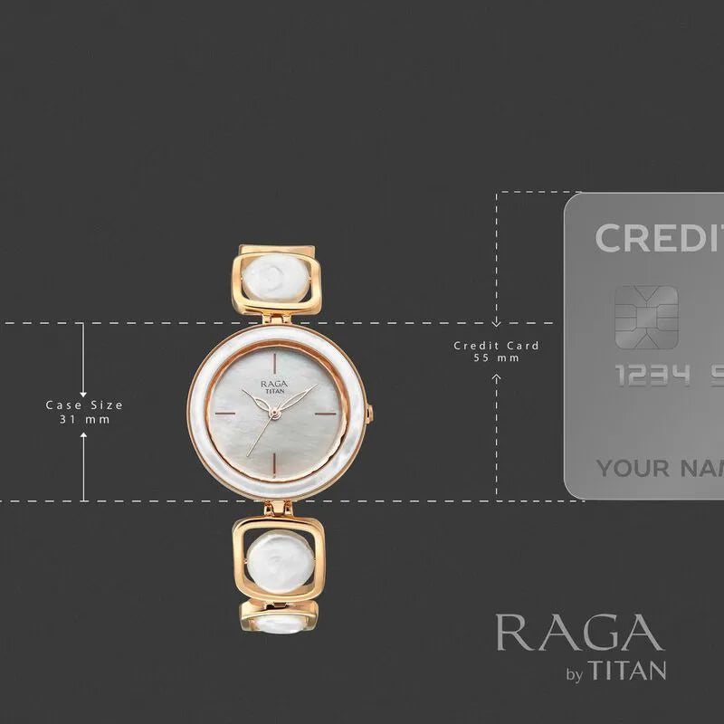 Titan Raga Power Pearls 95250wm02f Mother of Pearl Dial Women&