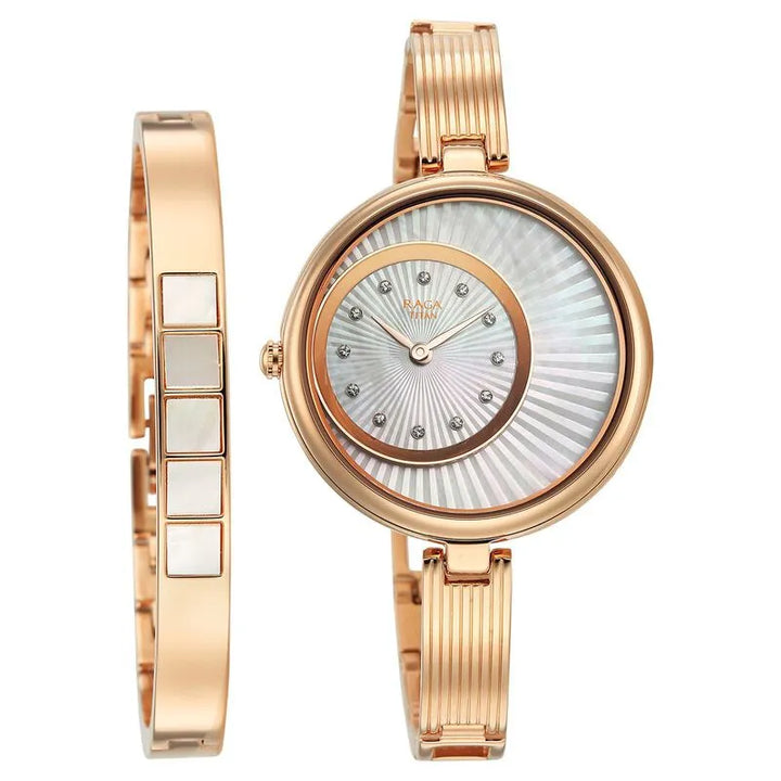 Titan Raga Power Pearls Mother of Pearl Dial Women&