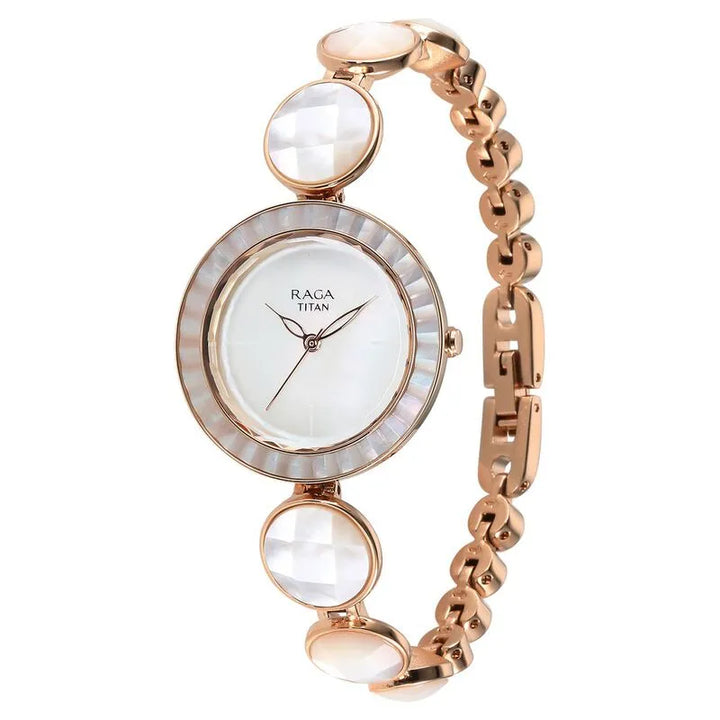 Titan Raga Power Pearls Mother of Pearl Dial Women&