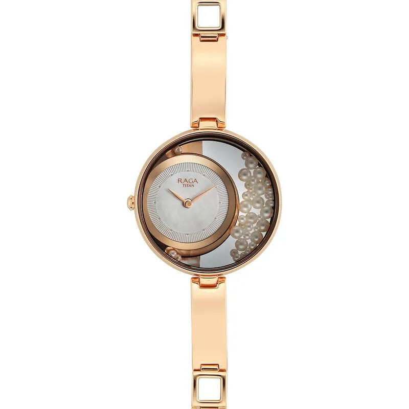 Titan Raga Power Pearls Quartz Analog White Dial Women&