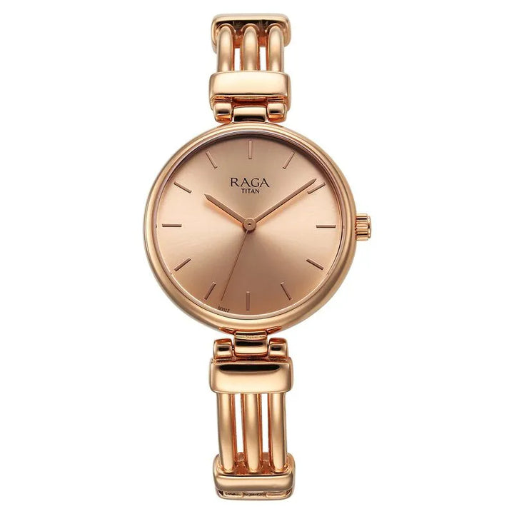 Titan Raga Showstopper 95263WM01 Rose Gold Dial Women&
