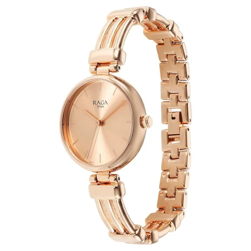 Titan Raga Showstopper 95263WM01 Rose Gold Dial Women&