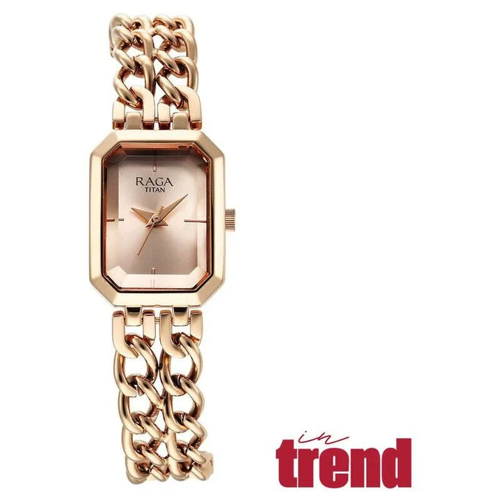 Titan Raga Showstopper NU95283WM01 Rose Gold Dial Women&