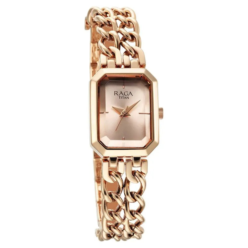 Titan Raga Showstopper NU95283WM01 Rose Gold Dial Women&