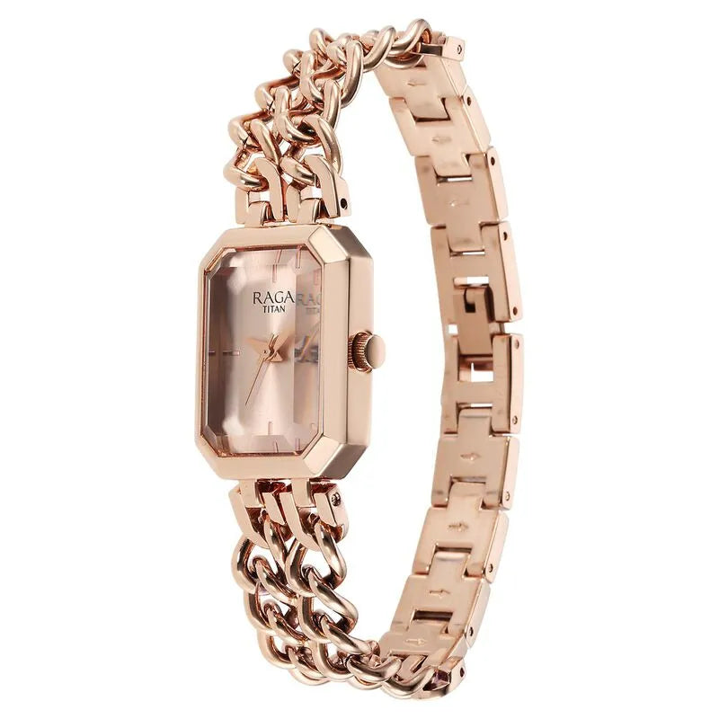 Titan Raga Showstopper NU95283WM01 Rose Gold Dial Women&