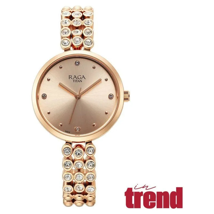 Titan Raga Showstopper Quartz Analog Rose Gold Dial Women&