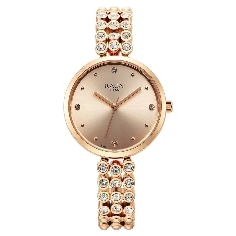 Titan Raga Showstopper Quartz Analog Rose Gold Dial Women&
