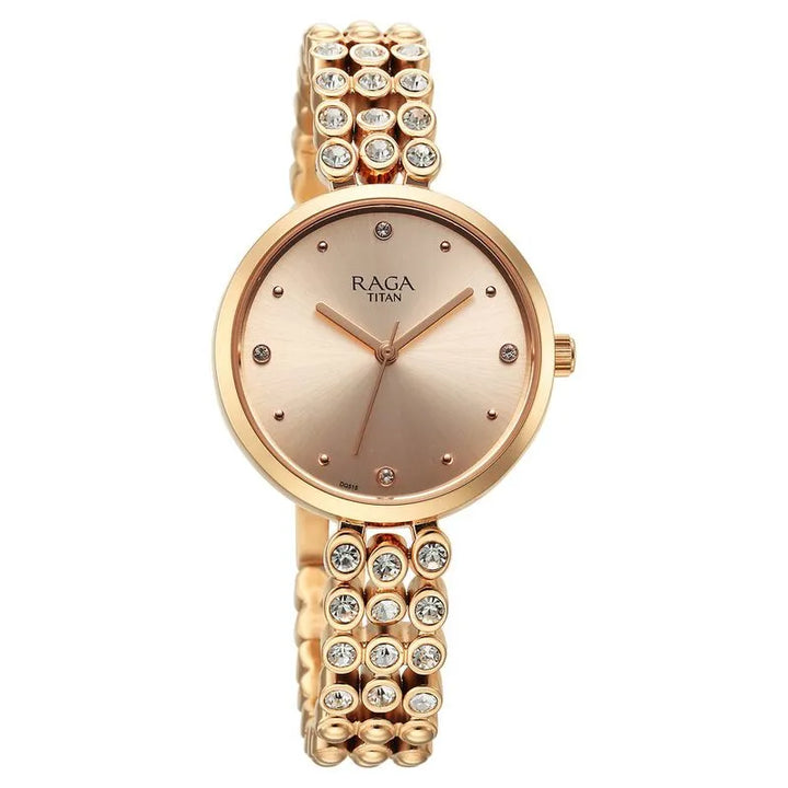 Titan Raga Showstopper Quartz Analog Rose Gold Dial Women&