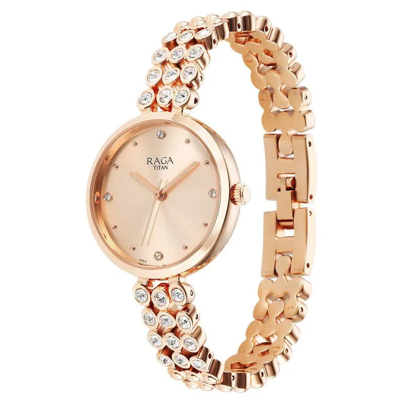 Titan Raga Showstopper Quartz Analog Rose Gold Dial Women&