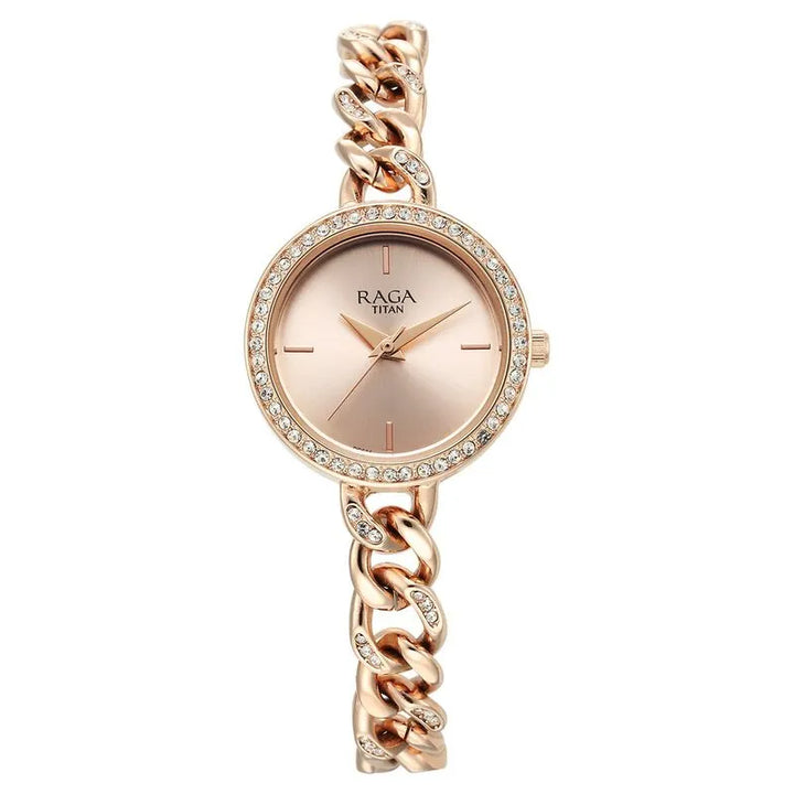 Titan Raga Showstopper Quartz Analog Rose Gold Dial Women&