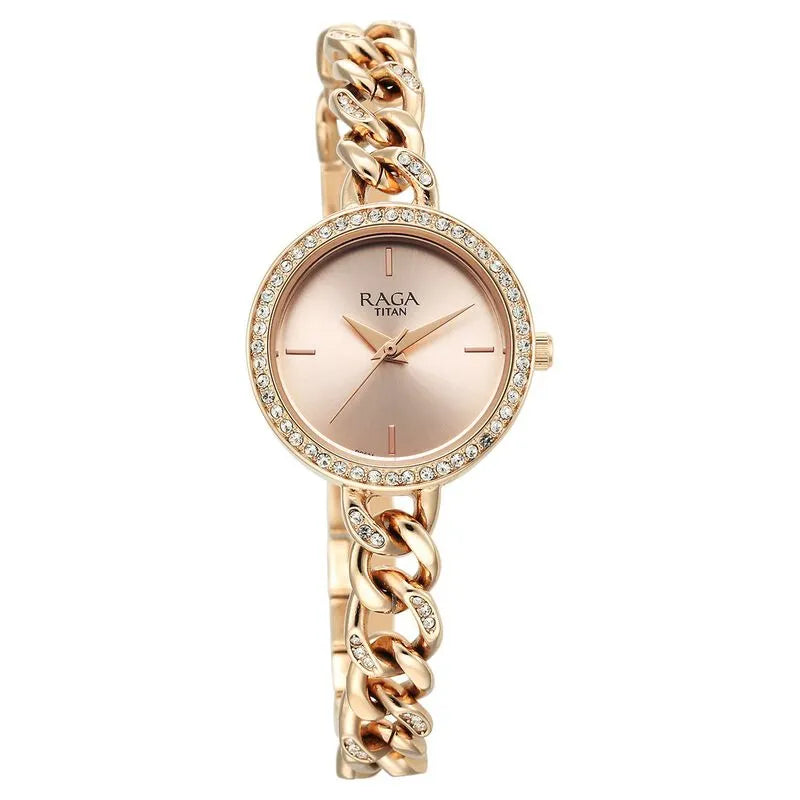 Titan Raga Showstopper Quartz Analog Rose Gold Dial Women&