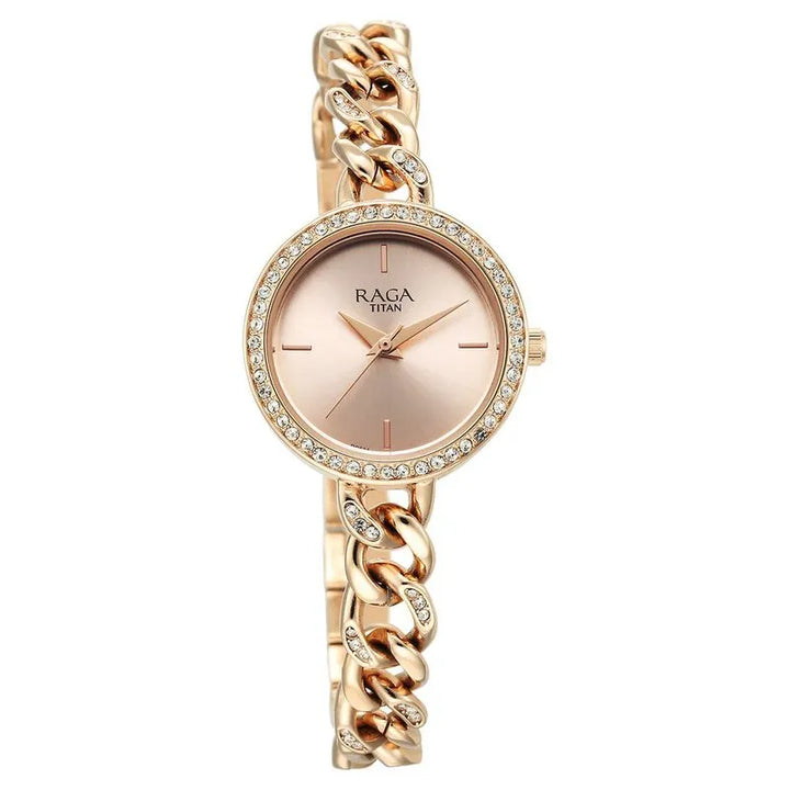 Titan Raga Showstopper Quartz Analog Rose Gold Dial Women&