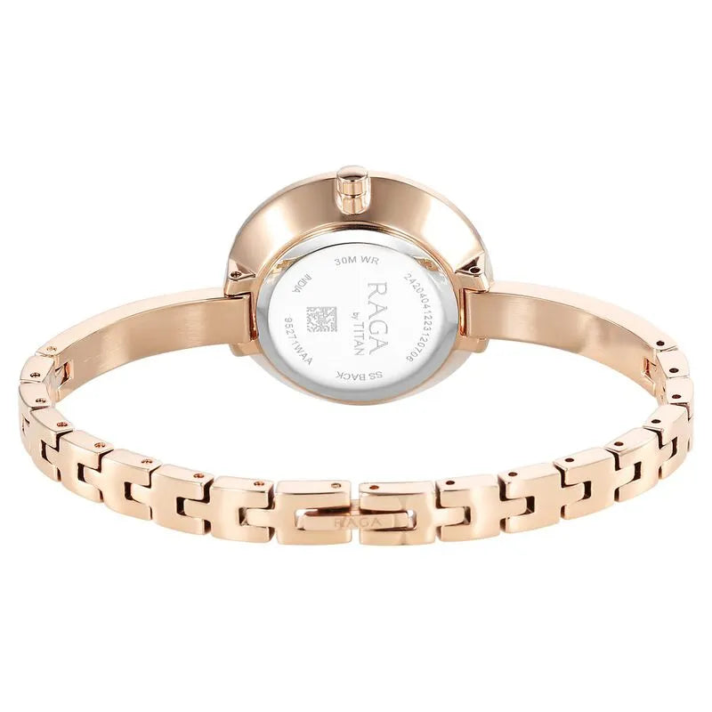 Titan Raga Showstopper Quartz Analog Silver Dial Rose Gold Metal Strap Women&