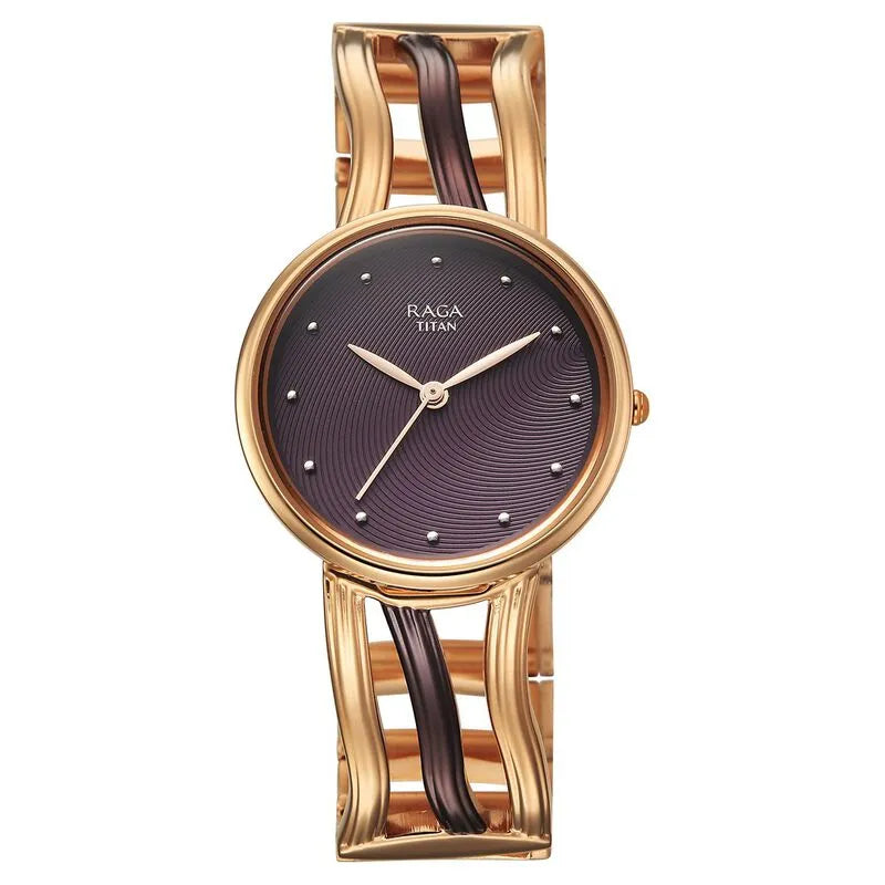 Titan Raga Sierra 95388km01 Brown Dial Women&