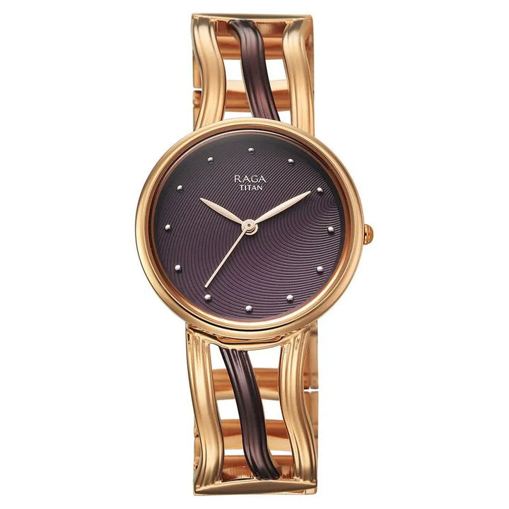 Titan Raga Sierra 95388km01 Brown Dial Women&