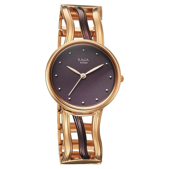 Titan Raga Sierra 95388km01 Brown Dial Women&