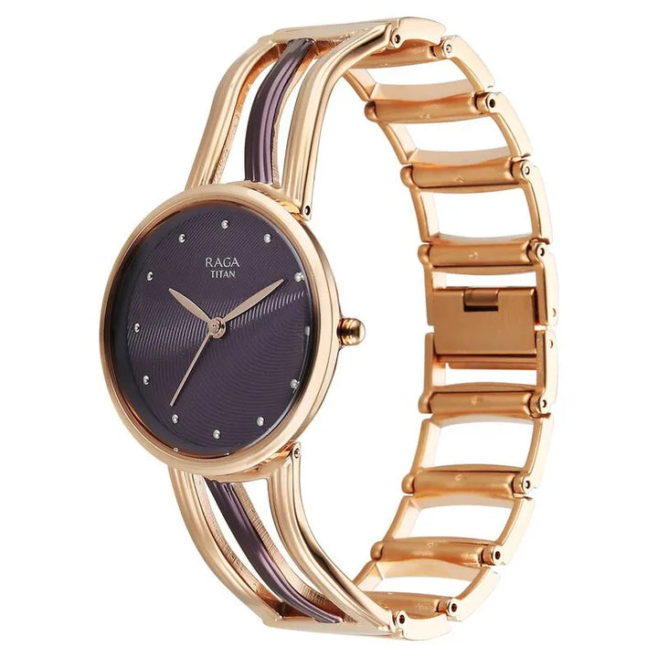 Titan Raga Sierra 95388km01 Brown Dial Women&