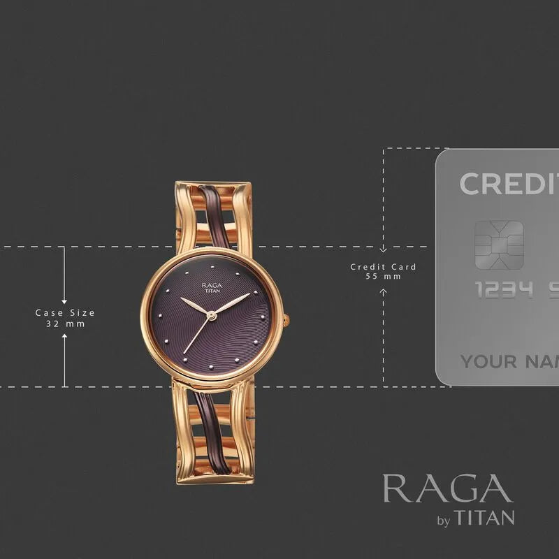 Titan Raga Sierra 95388km01 Brown Dial Women&