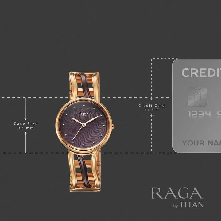 Titan Raga Sierra 95388km01 Brown Dial Women&