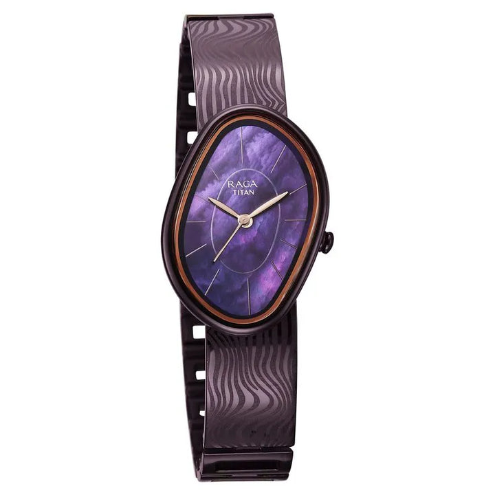 Titan Raga Sierra Quartz Analog Prune - Purple Dial Metal Strap Women&