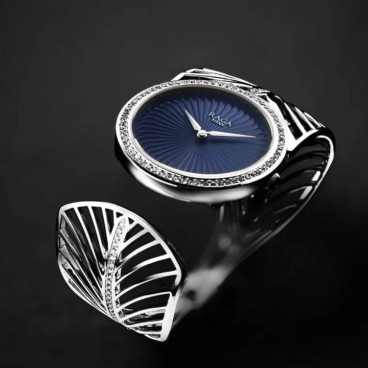 Titan Raga Silver Blue Dial Women&