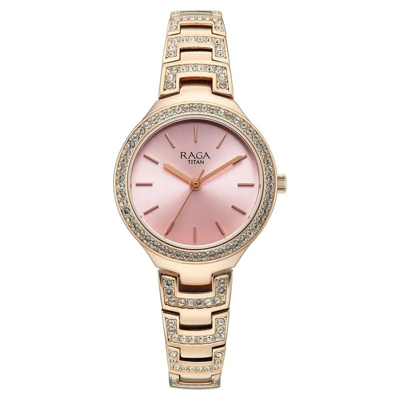 Titan Raga Spotlight 95428WM01 Quartz Analog Pink Dial Women&
