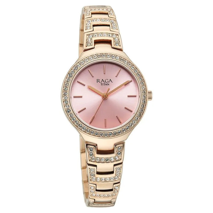 Titan Raga Spotlight 95428WM01 Quartz Analog Pink Dial Women&