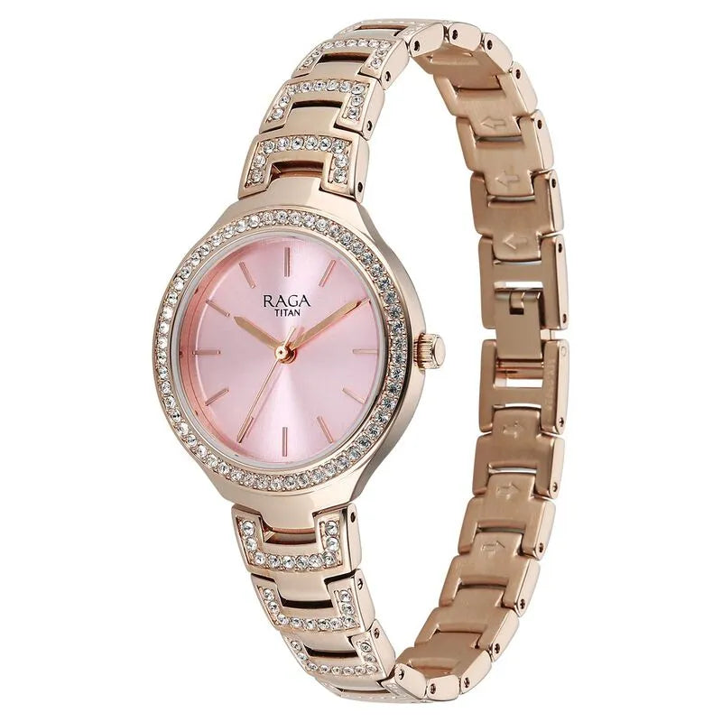 Titan Raga Spotlight 95428WM01 Quartz Analog Pink Dial Women&