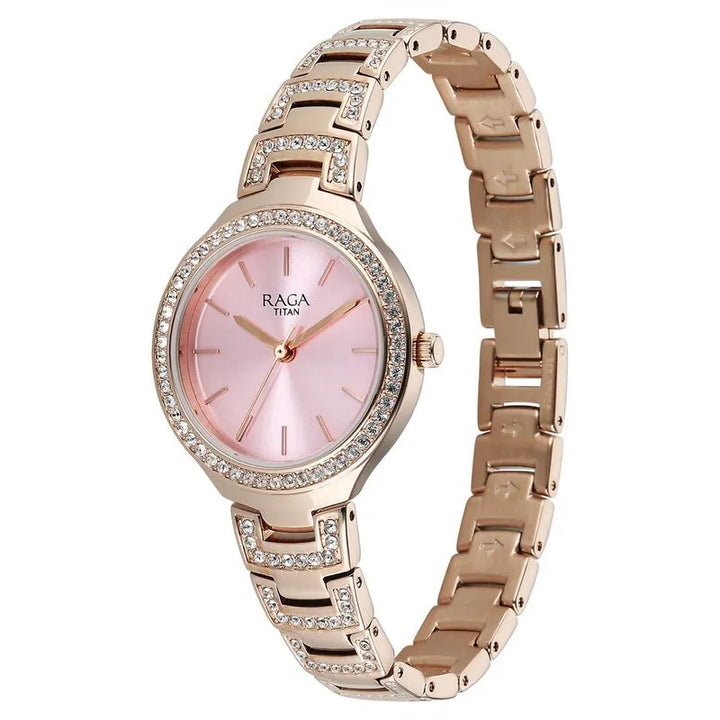 Titan Raga Spotlight 95428WM01 Quartz Analog Pink Dial Women&