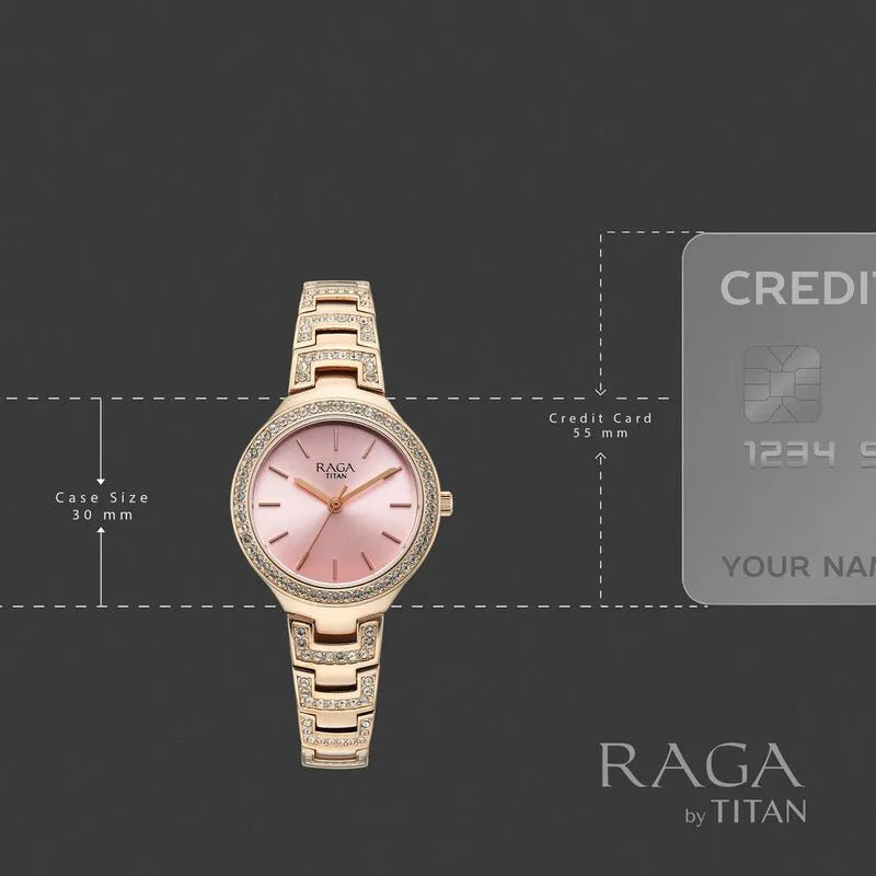 Titan Raga Spotlight 95428WM01 Quartz Analog Pink Dial Women&