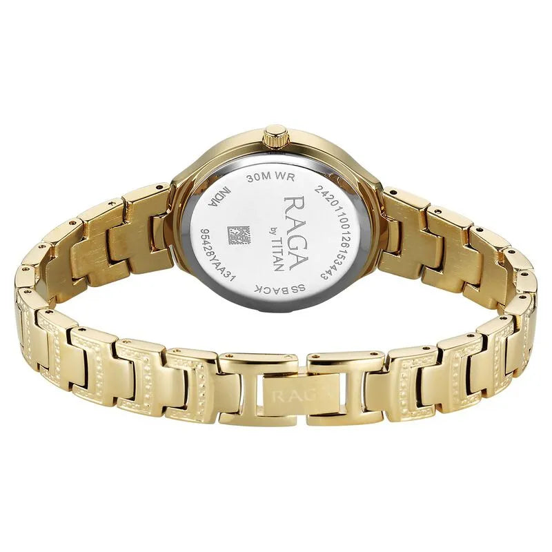 Titan Raga Spotlight 95428ym01 Quartz Analog Green Dial Women&