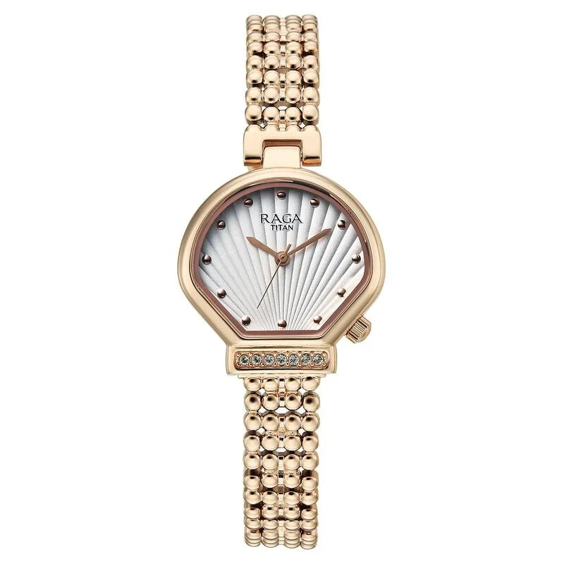 Titan Raga Spotlight 95432wm01 White Dial Quartz Women&