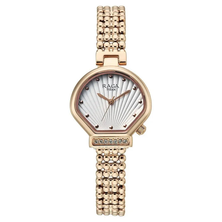 Titan Raga Spotlight 95432wm01 White Dial Quartz Women&
