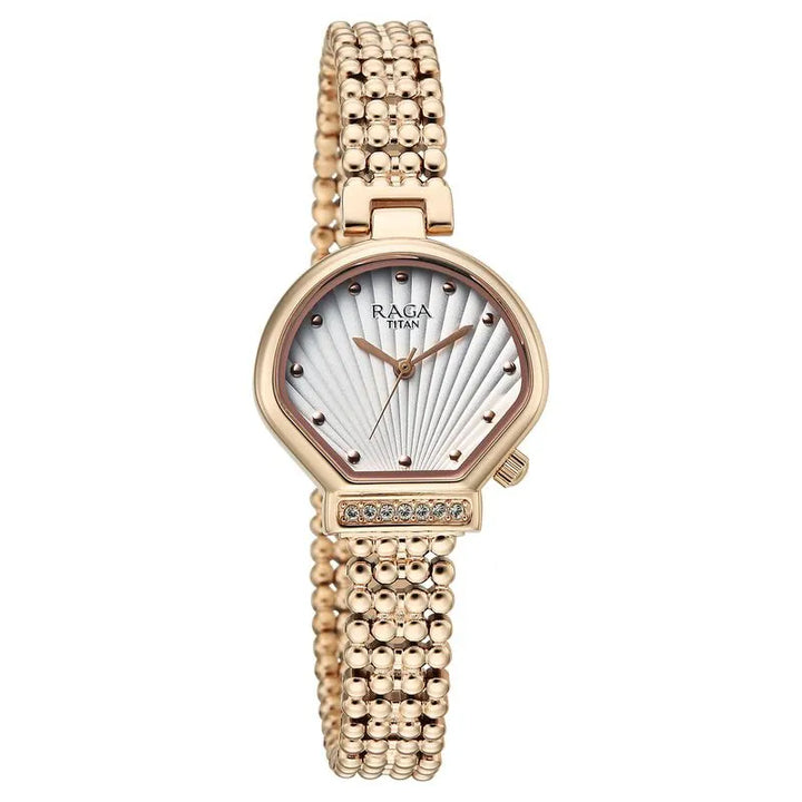 Titan Raga Spotlight 95432wm01 White Dial Quartz Women&