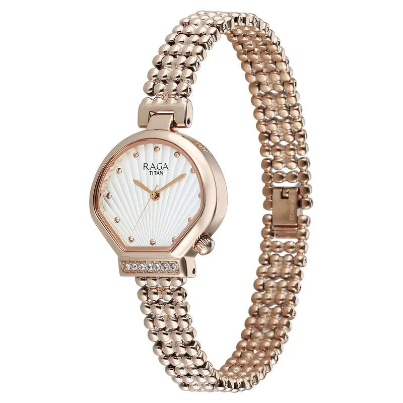 Titan Raga Spotlight 95432wm01 White Dial Quartz Women&