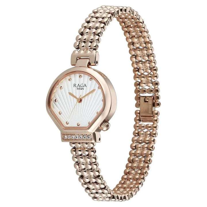Titan Raga Spotlight 95432wm01 White Dial Quartz Women&