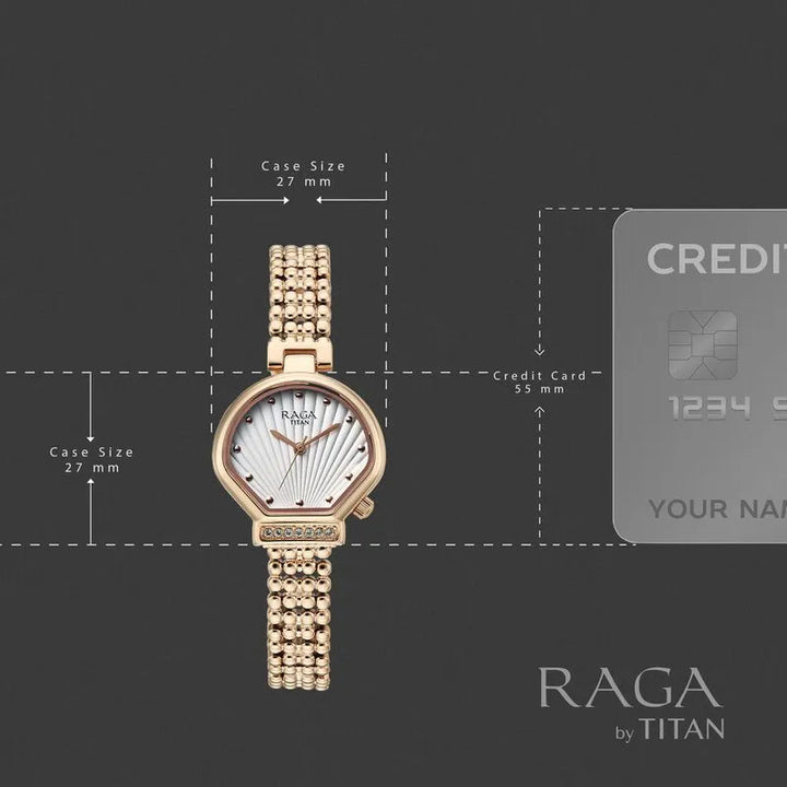 Titan Raga Spotlight 95432wm01 White Dial Quartz Women&