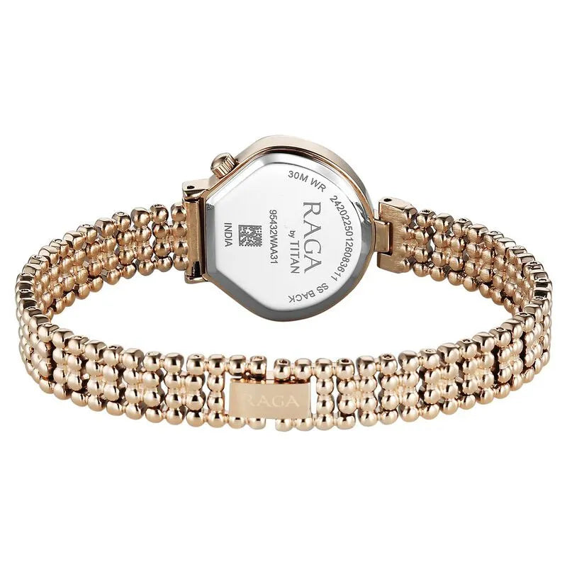 Titan Raga Spotlight 95432wm01 White Dial Quartz Women&