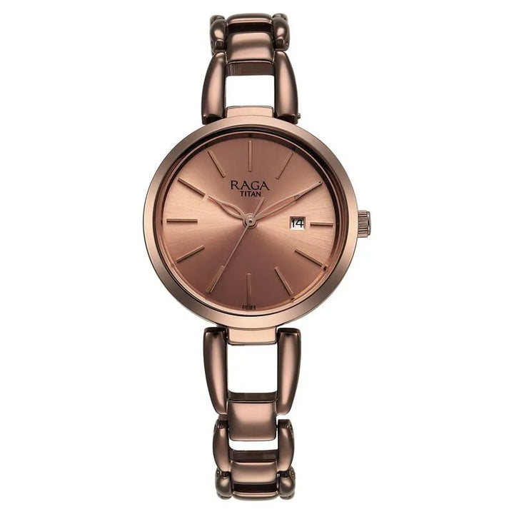 Titan Raga Viva 2642QM01 Rose Gold Dial Women&