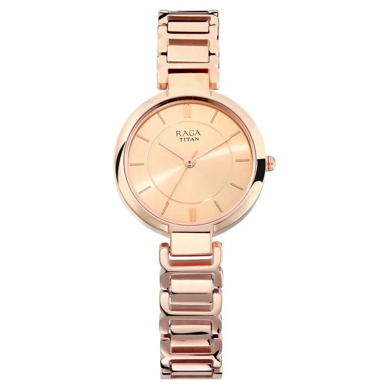 Titan Raga Viva Sundial Gold Elegance Rose Gold Dial Women&