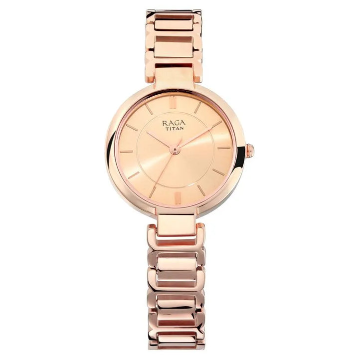 Titan Raga Viva Sundial Gold Elegance Rose Gold Dial Women&