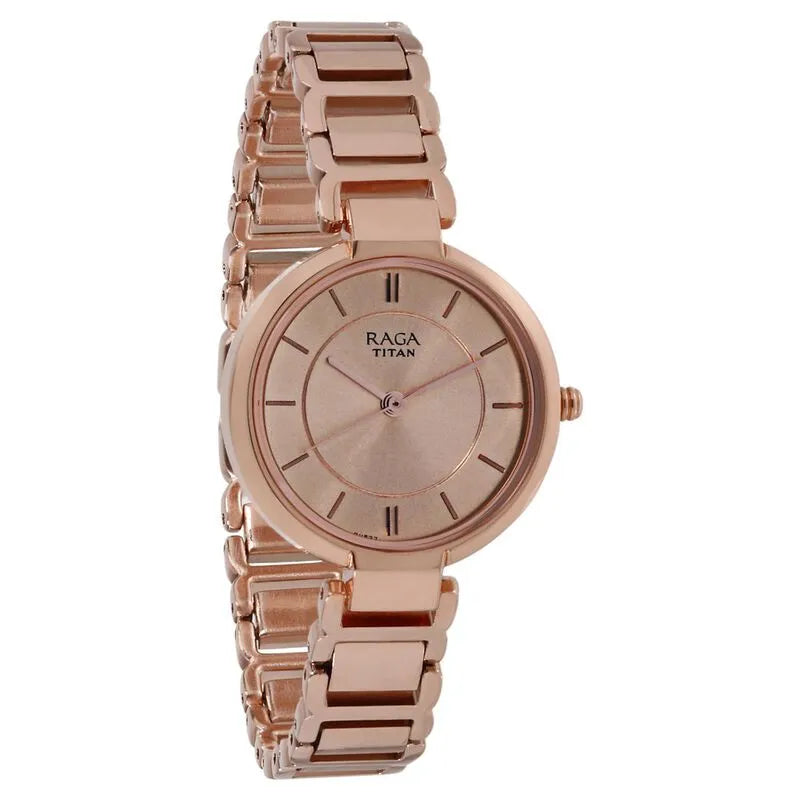 Titan Raga Viva Sundial Gold Elegance Rose Gold Dial Women&