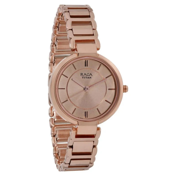 Titan Raga Viva Sundial Gold Elegance Rose Gold Dial Women&