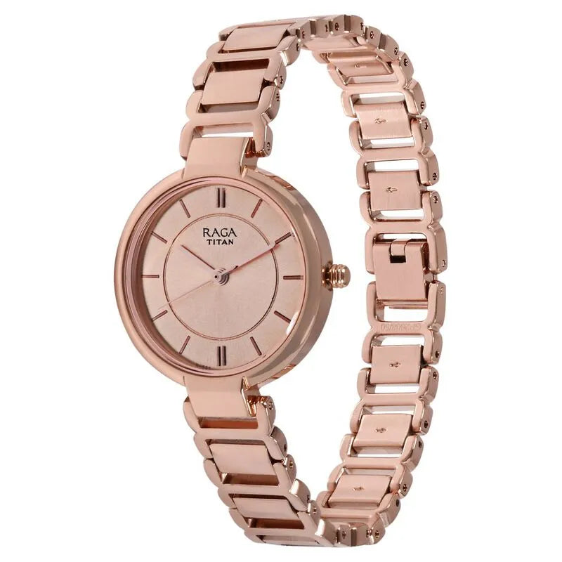 Titan Raga Viva Sundial Gold Elegance Rose Gold Dial Women&