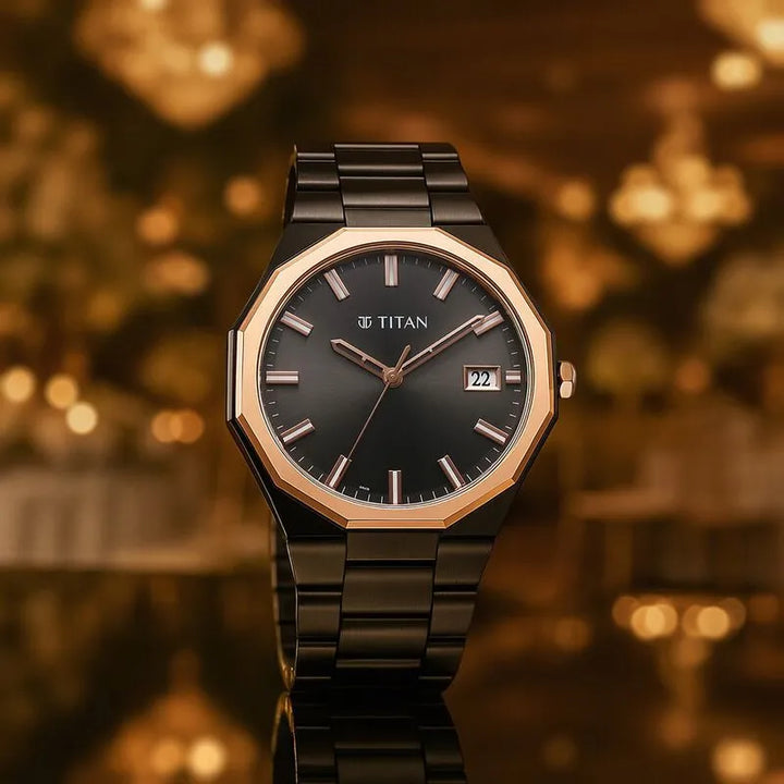 Titan Regalia Dodecagon Quartz Analog with Date Men&