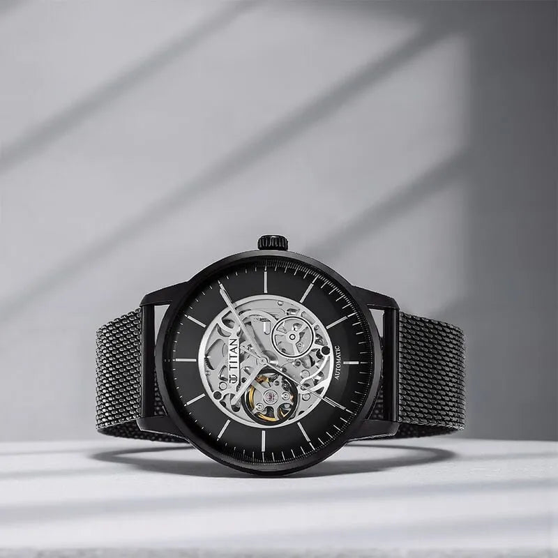 Titan Skeletal Automatic NU90110NM02 Black Dial Men&