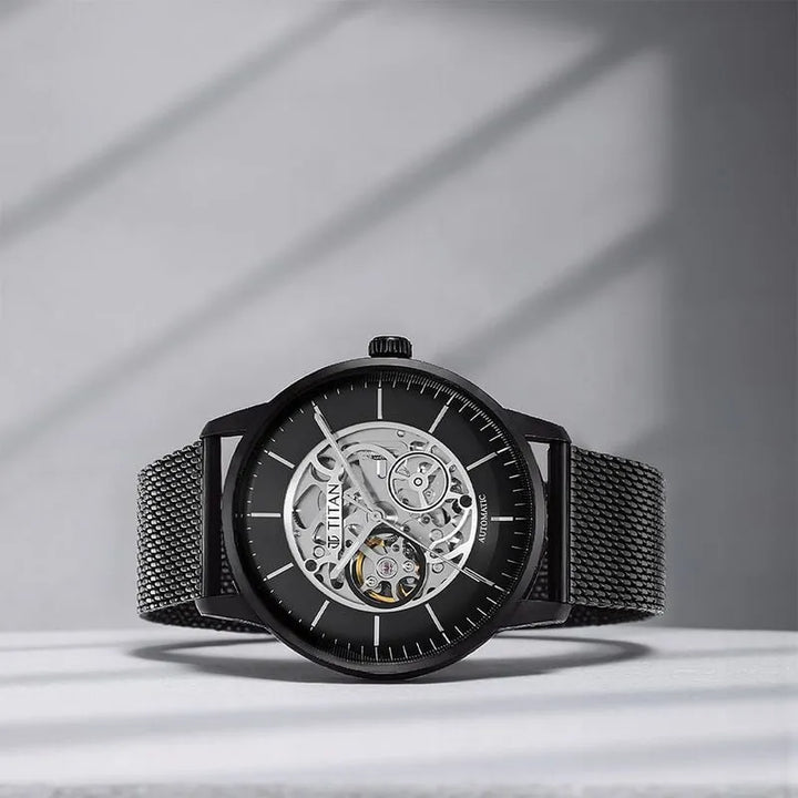 Titan Skeletal Automatic NU90110NM02 Black Dial Men&