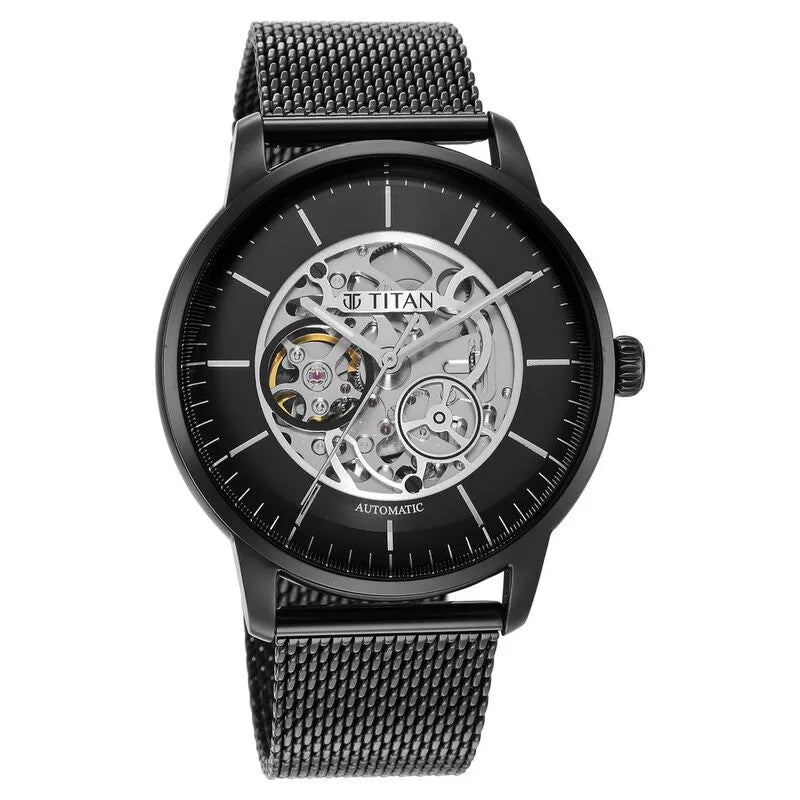 Titan Skeletal Automatic NU90110NM02 Black Dial Men&